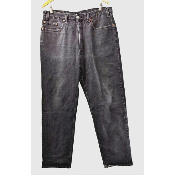Levi's 550 Red Tab 38x32 Distressed Denim Black Jeans USA Made 100% Cotton. 7 - Picture 1 of 9